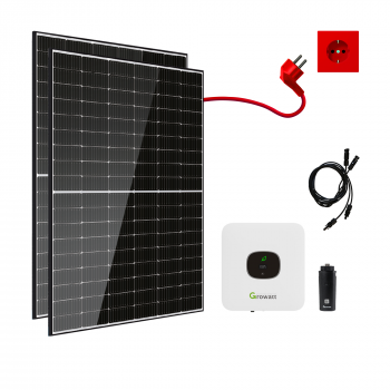Balkonkraftwerk 850Wp / 600W mit CDZ Glas - Glas 425 Wp und Growatt MIC 600TL-X, Mini-Solaranlage, Plug and Play