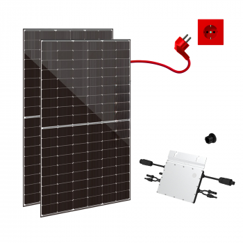Balkonkraftwerk 850Wp / 800W mit bifazialen CDZ SOLAR 425 Wp und Hoymiles HM-800, Glas-Glas Mini-Solaranlage, Plug and Play