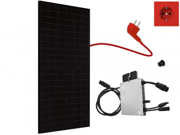 Balkonkraftwerk 370Wp / 300W mit JA SOLAR 370 Wp und Hoymiles HM-300, Full Black, Mini-Solaranlage, Plug and Play
