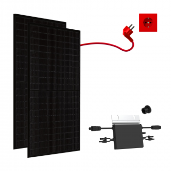 Balkonkraftwerk 740Wp / 600W mit JA SOLAR 370Wp und Hoymiles HM-600, Full Black Mini-Solaranlage, Plug and Play